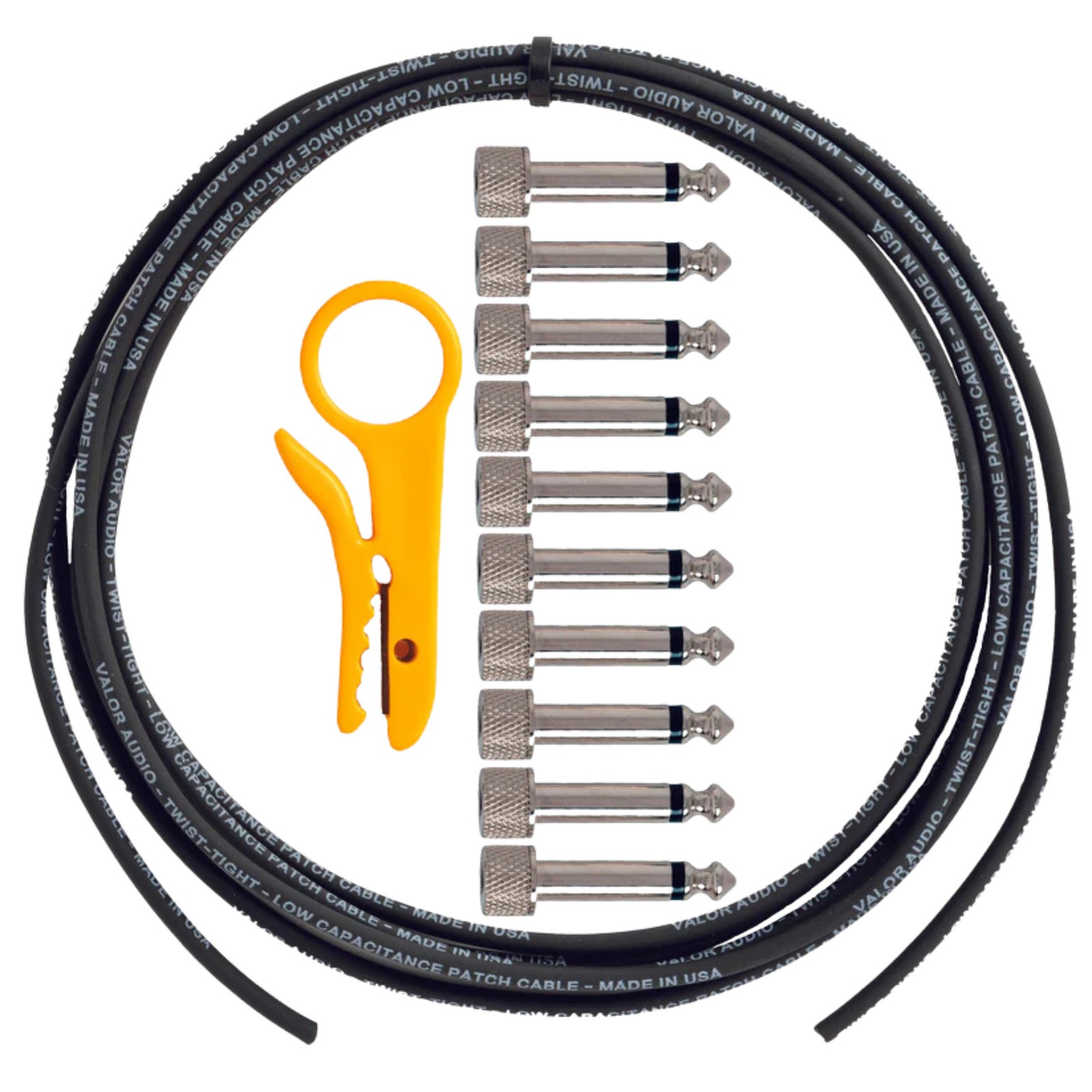 Комплект кабелей Valor Audio с герметичным прямым разъемом без пайки, 10 штук, Черный