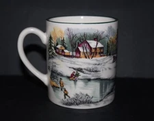 Vintage The Cellar O’ Tannenbaum Mug Japan 1992 Christmas Winter Scene EUC 8oz