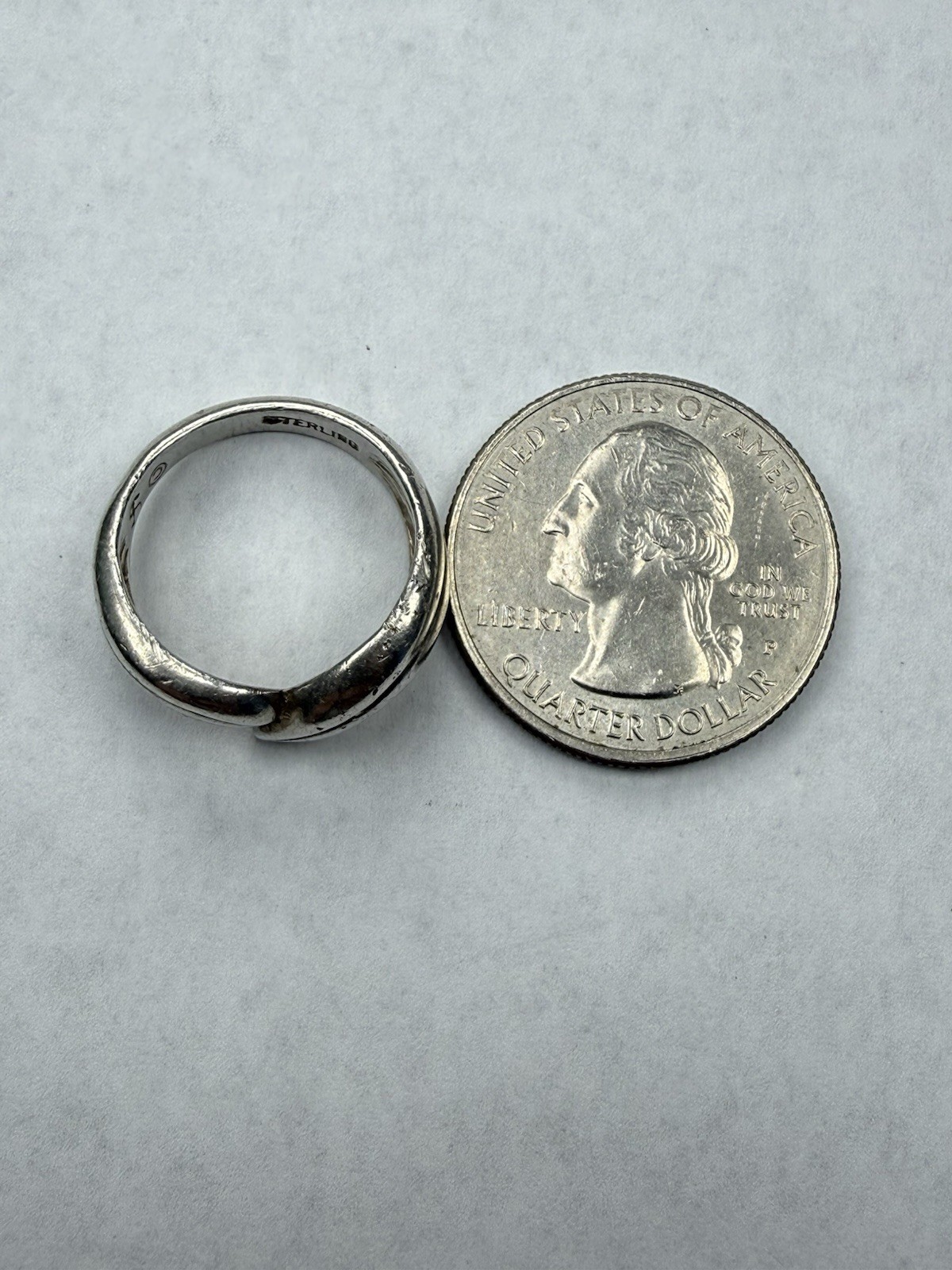 Vintage Solid Sterling Silver Abstract Ribbed Rin… - image 8