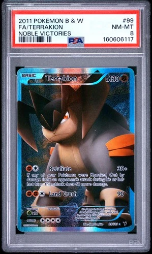 Pokemon Terrakion Noble Victories Full Art 99/101 PSA 8