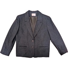 Vintage Pendleton Womens 8 Dark Grey 100 Virgin Wool 2-Button Blazer