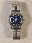 Vintage 33mm 1970's Timex Mercury Chrome Blue Dial Wind-Up Analog Men's Watch