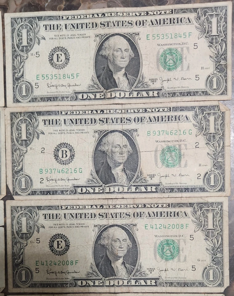 Лот из 12 банкнот 1963 J. Barr - Изображение 3 из 4