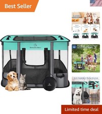 Portable Pet Playpen with Mesh Windows - Travel-Friendly for Small Animals