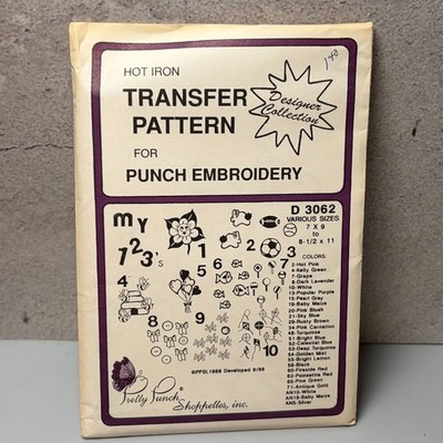 VTG MCM Transfer Pattern Iron On Punch Embroidery Kids Sports Flowers Numbers