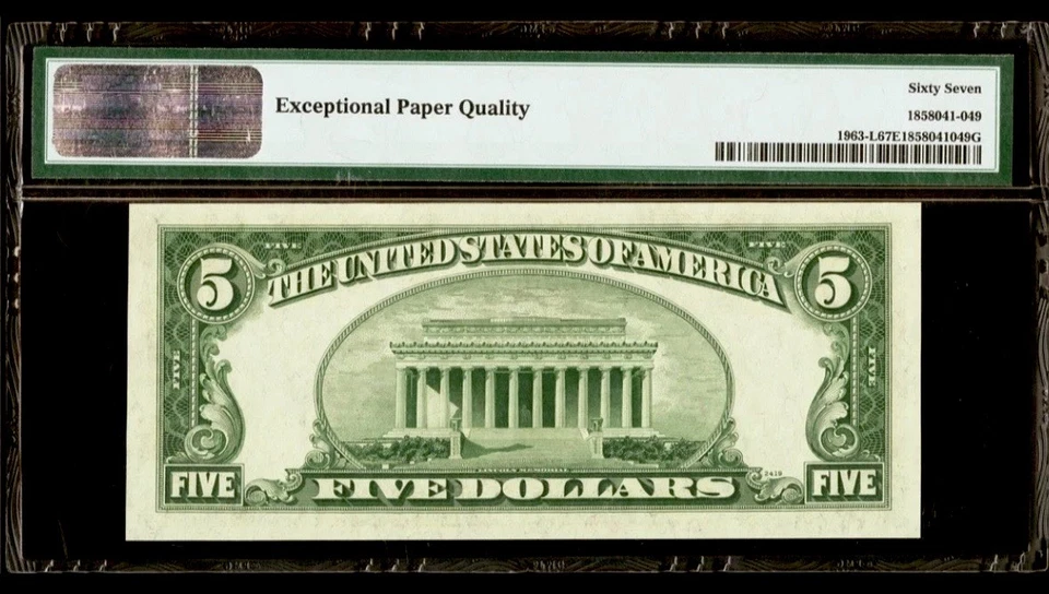 1950 B $5 Dollar Federal Reserve San Francisco PMG 67 EPQ Gem Serial# L74142314B - Image 2 of 2