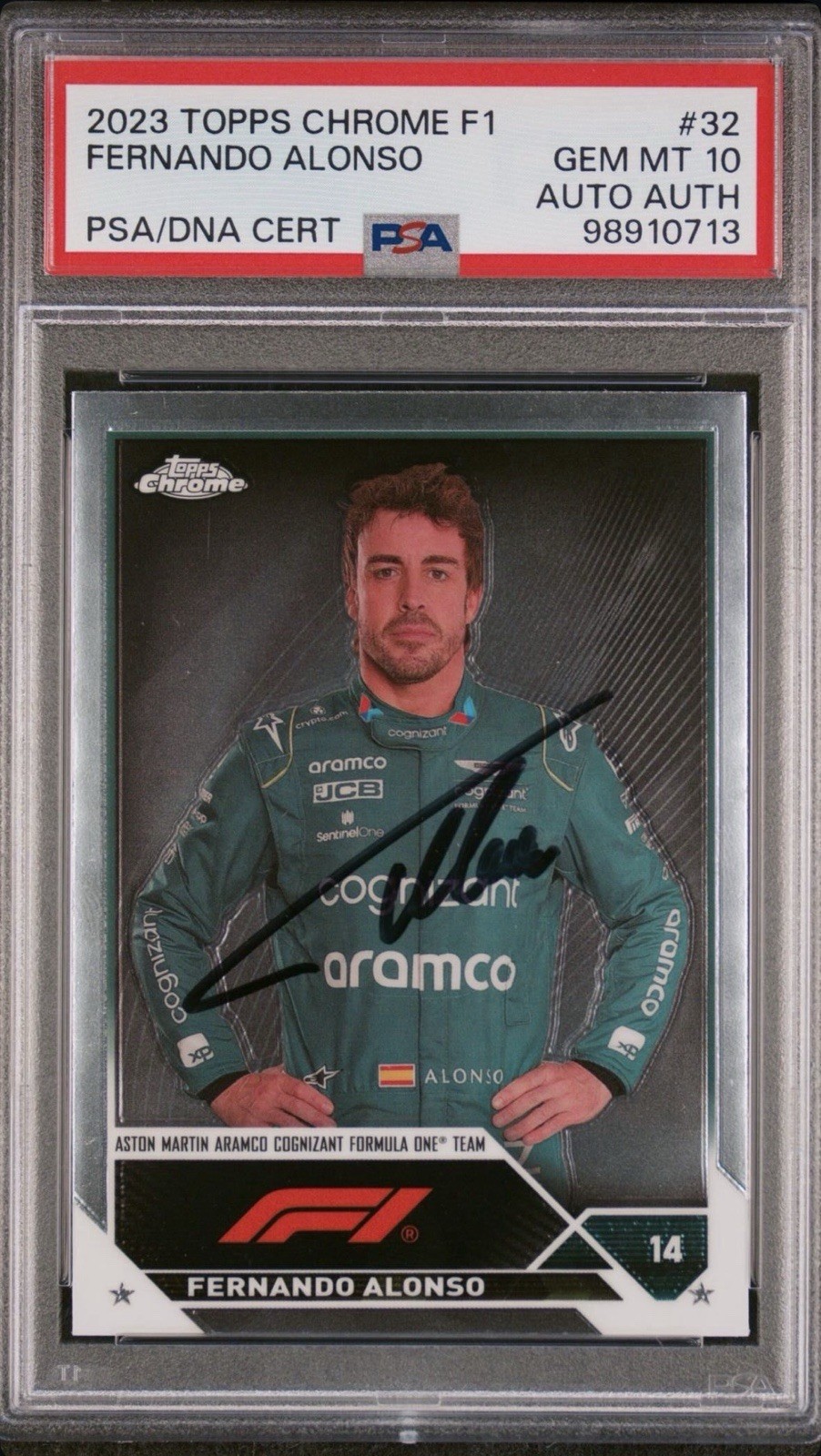 2023 TOPPS CHROME FORMULA 1 #32 FERNANDO ALONSO IN PERSON AUTO