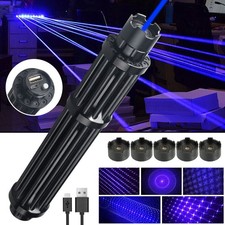 5 Mw Blue Laser Pointer 450nm Adjustable Visible Beam Dot Light USB Charging