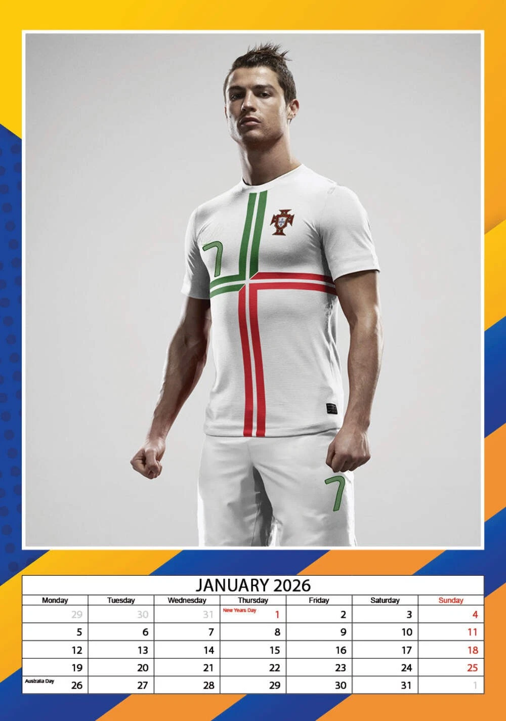 2026 Cristiano Ronaldo - A3 Wall Calendar