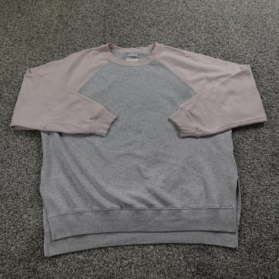 American Eagle Sweatshirt Womens S Gray Pink Pullover Crewneck Sweater Soft Cozy