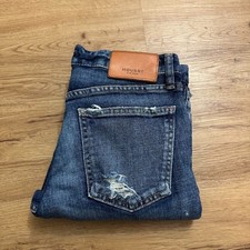 Moussy Vintage Dark Wash Denim Jeans Raw Hem Japanese Vintage Size 27