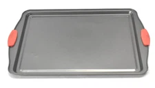 Nutrichef Nonstick Cookie Baking Sheet Pan 16" USED w Rubber Handle Grips