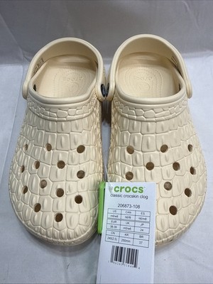 NWT Crocs Classic Crocskin Clog Vanilla Ivory Men Size 6 Womens 8 Sandals
