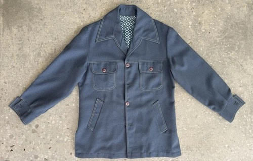 VINTAGE MONTGOMERY WARD JACKET DENIM STYLE 70S LEISURE SUIT COAT SEPARATE BLUE - product listing photo