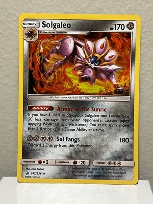 Solgaleo 142/236 Holo Rare Cosmic Eclipse Pokemon Near Mint