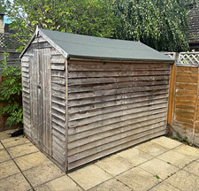 8ftx6ft Grey Wooden Overlap Garden Shed, Apex Roof, double door, No Windows