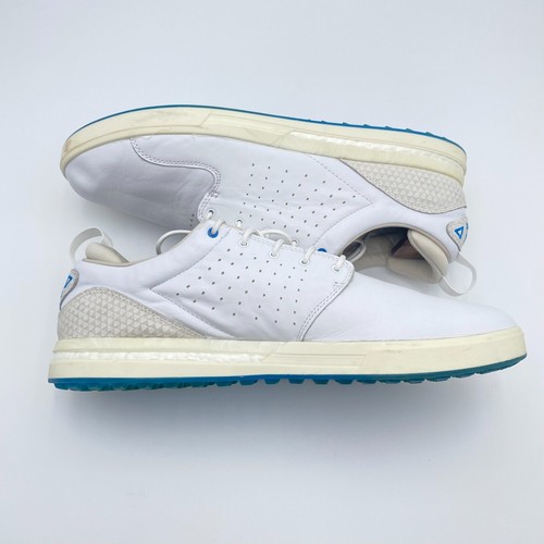 Zapatos de golf Adidas Flopshot de cuero sin clavos para hombre EE. UU. 13 blanco nube GV9668 - Imagen 7 de 15