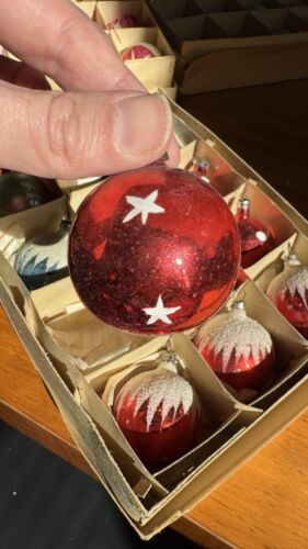 12x Vintage MCM Christbaum Glas Original Kugeln Deko Antik Polen - Bild 11 von 14