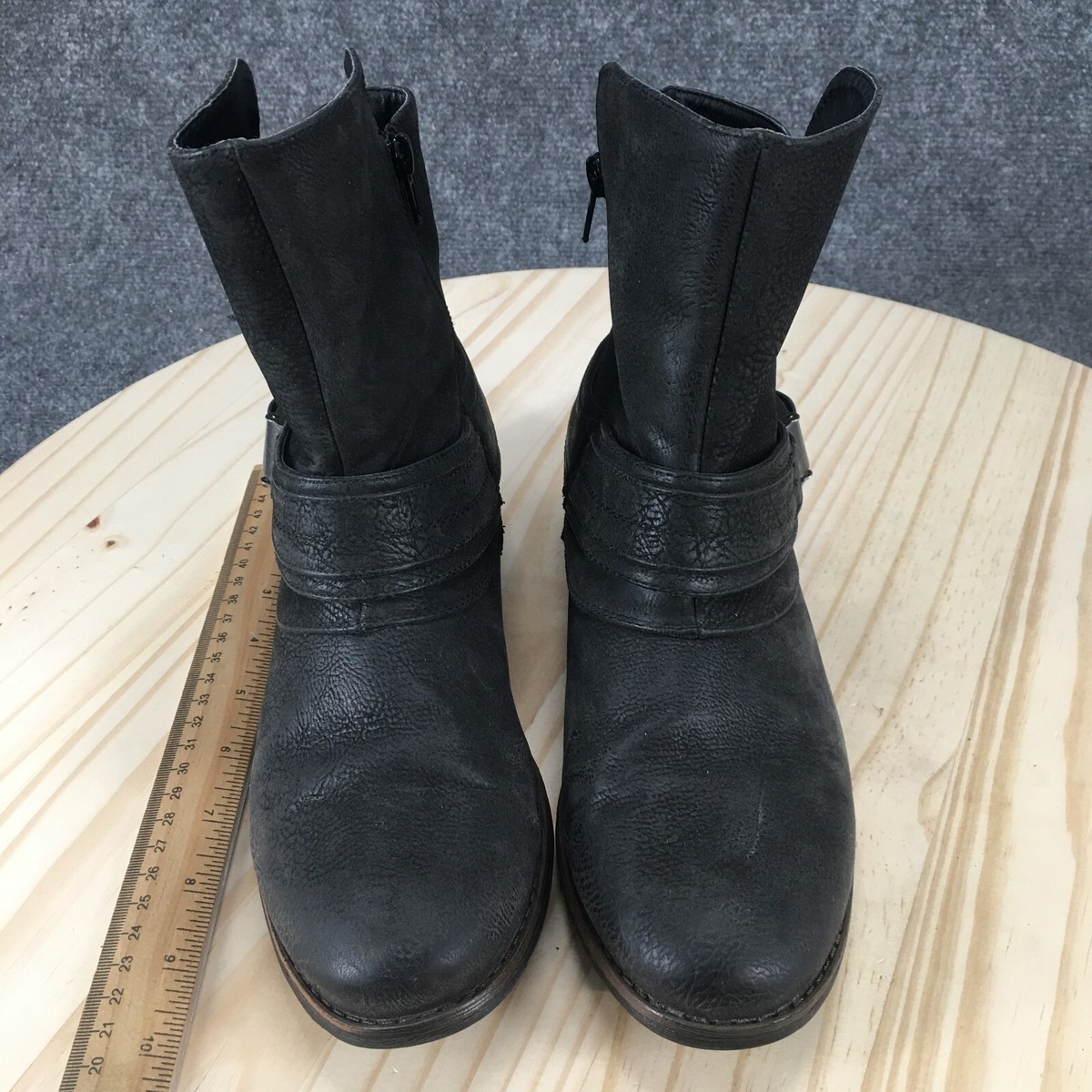 靴 vintage crown leather zip heel boots CROWN VINTAGE WOMEN'S BROWN LEATHER SIDE ZIP BOOTS Lace