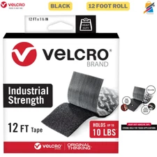 VELCRO Tape Heavy Duty Mounting Black 12ft Strip Strong Adhesive Indoor Use