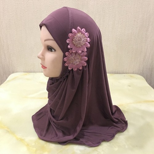 Kids Girls Hijab Scarf with Flowers Decor Neck Shawls Headscarf Warm Head Wraps - Picture 22 of 26