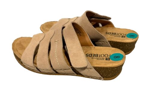 NWT White Mountain Sandals Womens 8 M Fame Strappy Slides Beige Leather Open Toe