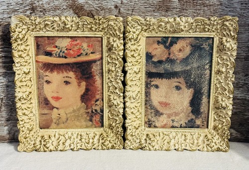 Vintage La Jane Parisien Ladies Prints In Gold Wood Frames Set Of 5X7 - Picture 5 of 8