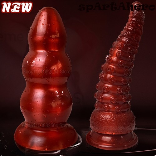 Red Huge Pull Bead Anal Plug Dildo Big Ass ButtPlug Suction Cup Anal Sex Toys - Picture 12 of 30