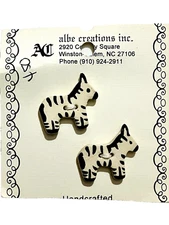 VINTAGE ALBE CREATIONS HAND PAINTED PORCELAIN CERAMIC CRAFTING/SEW ZEBRA BUTTONS