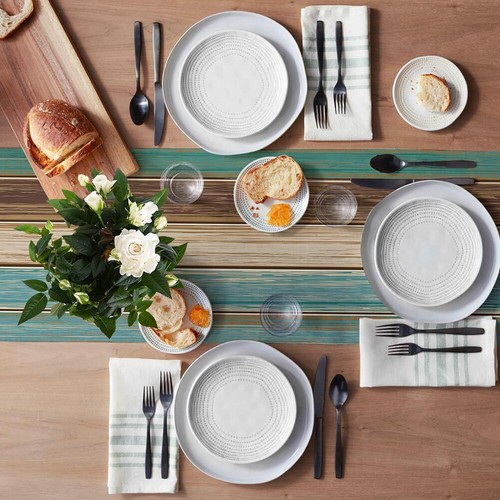 Gradient Stripe Printed Linen Tablecloth Table Runner Decoration Home Textile` ➳ - Picture 8 of 16