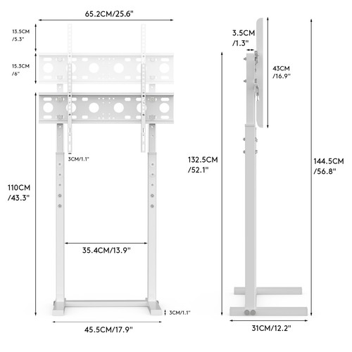 Functional Floor TV Stand Height Adjustable for Samsung Sony 32 42 65 75 80 100" - Picture 14 of 16