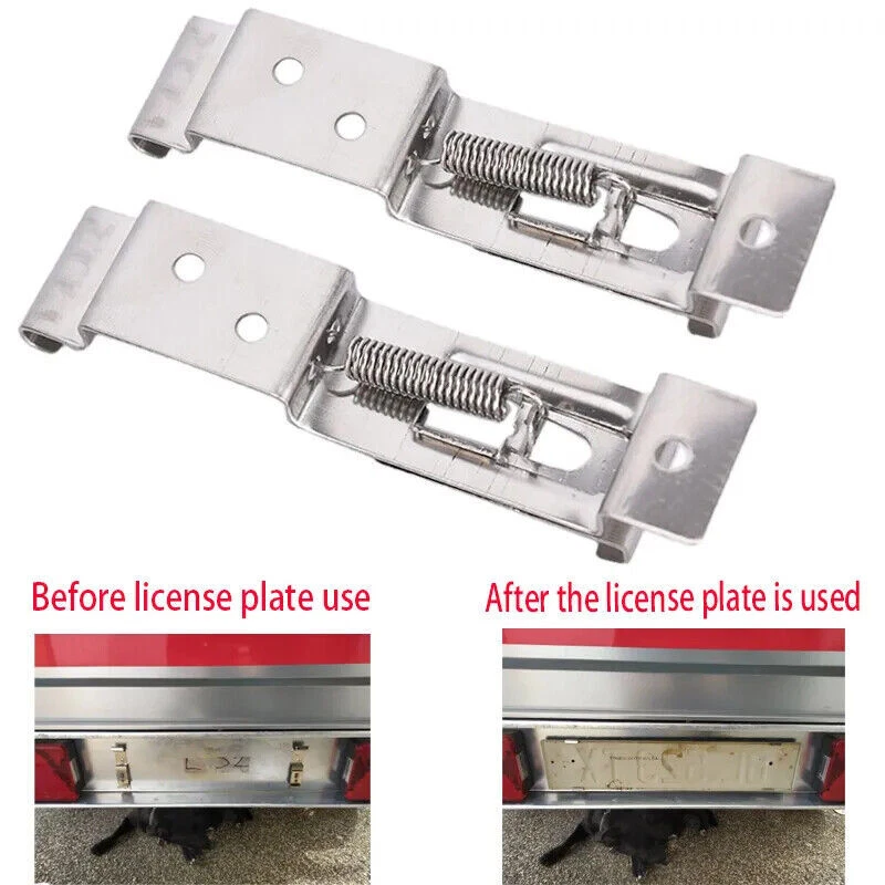 Trailer Number Plate Clips Holder Spring Loaded Stainless Steel One Pair New UK - Image 2 of 4