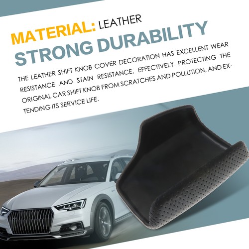 Black Perforated Leather Gear Lever Cover Fit for Audi 2016-2017 A4 S4 Q7 - Picture 6 of 7