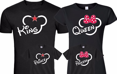 King and Queen Mickey and Minnie Couple matching funny cute T-Shirts S-4XL