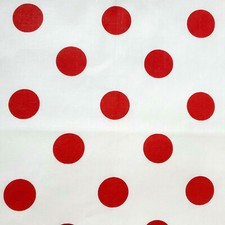 Red Polka Dot White Polycotton One Inch Dot Apparel Crafting 58" By The Yard