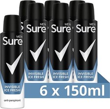 SURE MEN INVISIBLE ICE FRESH ANTIPERSPIRANT DEODORANT 48H, 150ml 1, 3 or 6