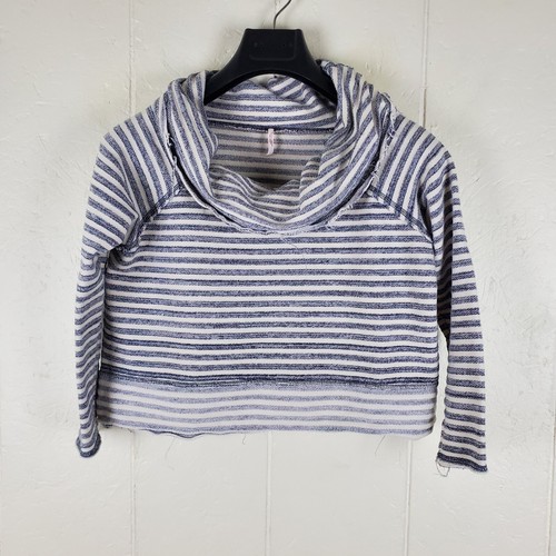 Free People Sweater Women Extra Small White Stripe Cowl Neck Long Sleeve Stretch