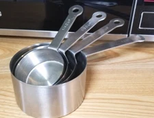 Set of 4 Vintage Stainless Steel Measuring Cups Cooking Baking 