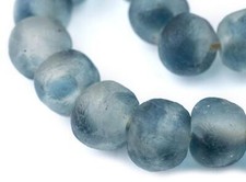 Jumbo Blue Wave Marine Recycled Glass Beads 23mm Ghana African Sea Glass Round