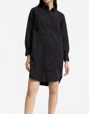 EVERLANE Black Button Up Long Sleeve Utility Shirt Dress Size 2 Pockets Womens