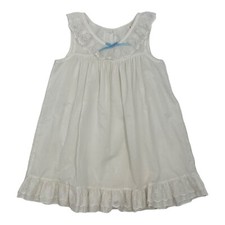 Vintage 80s Walt Disney Winnie The Pooh Sleeveless Swiss Dot White Dress Girls 7