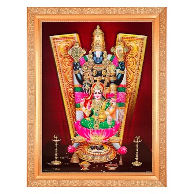 Balaji Lakshmi Vintage 5D Effect Photo In Golden Frame Big (14 X 18 Inches)