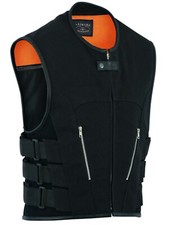 Men  s vest Premium Material Motorcycle Leather Vest Swat Design Armory Pockets