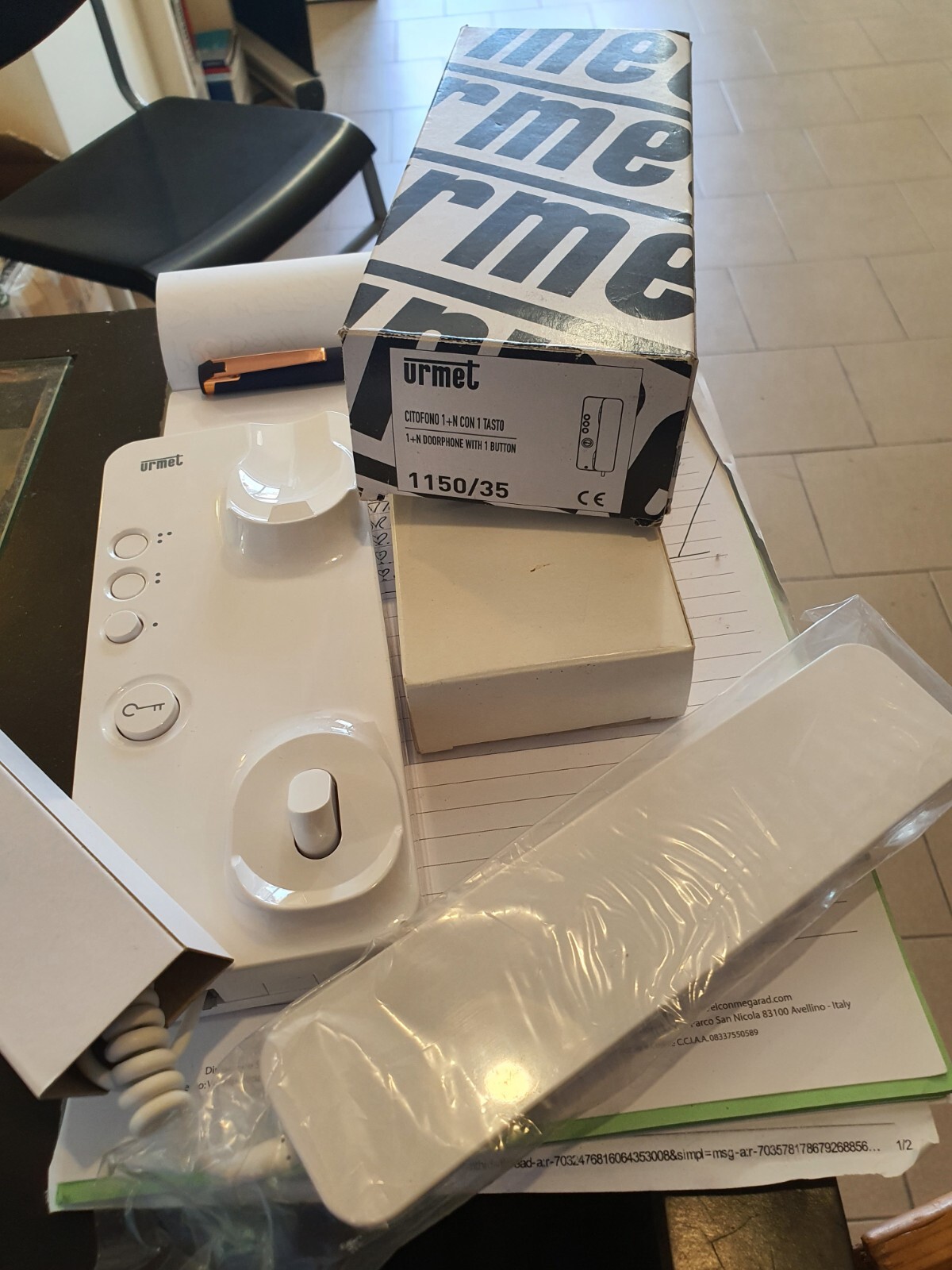 URMET CITOFONO MIRO' 2 FILI 1 POLO + NEUTRO CON 1 TASTO 1150/35