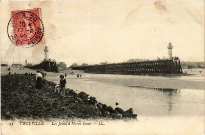 CPA AK FROUVILLE Les Jetees a Maree bass LEUCHTTURM PHARE (708310)