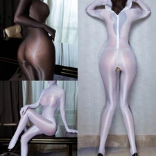 US Adult See-Through Glossy Tights Full Body Stocking Lingerie Nightclub Rompers