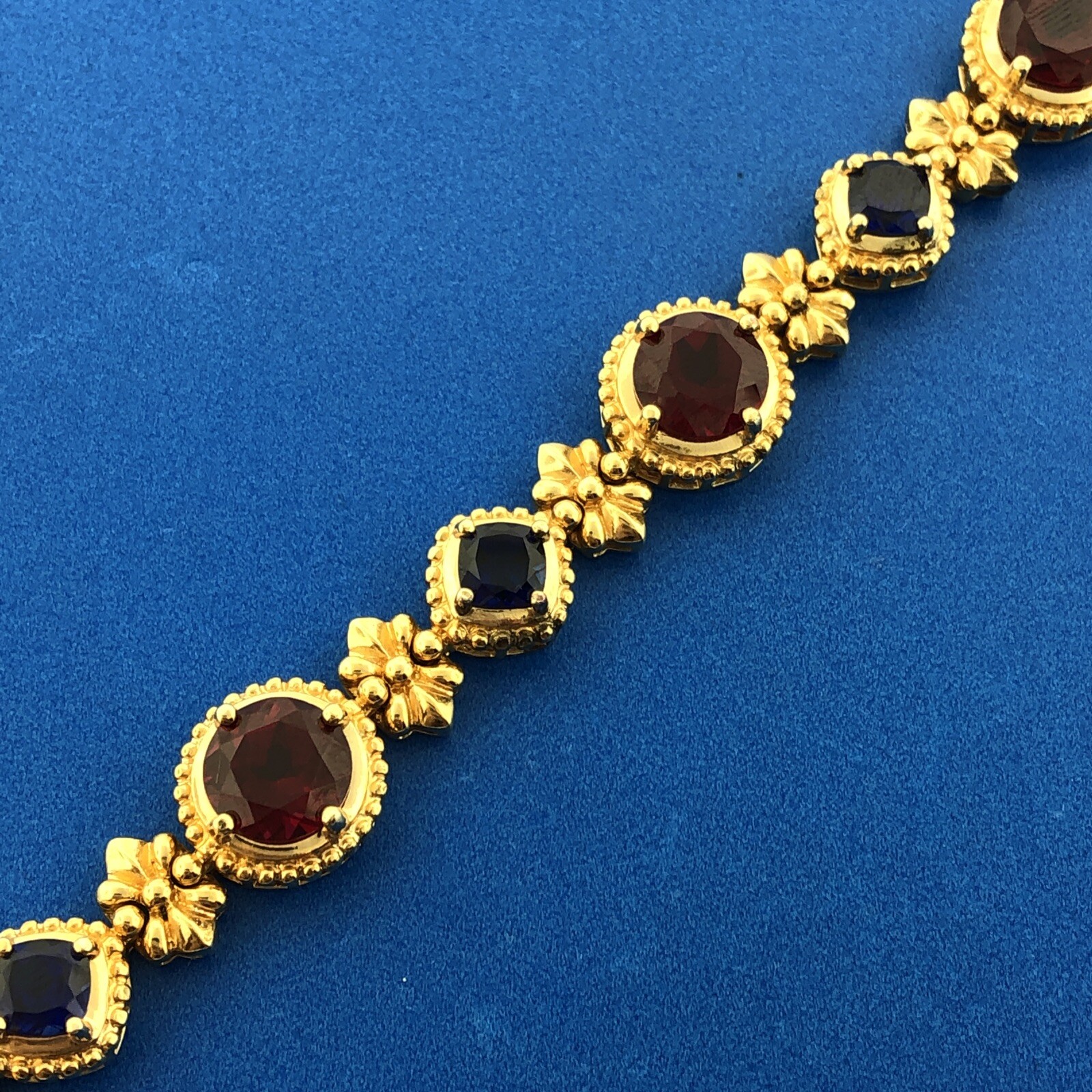 Designer 925 Sterling Silver Vermeil Synthetic Ru… - image 4