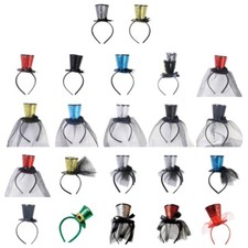 Girls Vintage Fascinator Top Hat with Veil Glitter for Party Costume