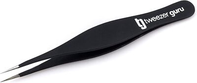 Precision Black Tweezers For Eyebrow Plucking Ingrown Hair Removal Travel Size