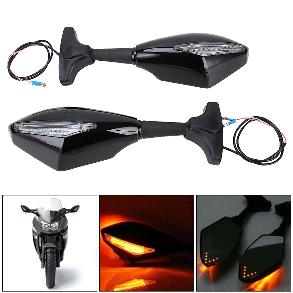 Motorcycle LED Turn Signal Mirrors For Yamaha YZF R1 R6 R6S FZR600